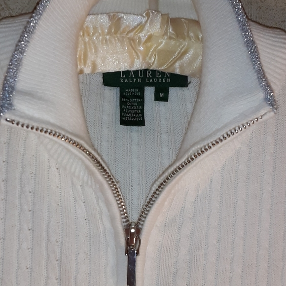 VINTAGE RALPH LAUREN SWEATER White Lightweight Size Medium - Picture 6 of 8